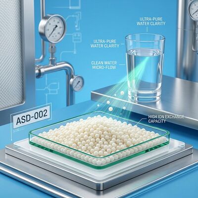 ASD-002 Medios de eliminación de nitratos de resina con base fuerte de intercambio de aniones 99,8% de pureza para plantas de agua potable