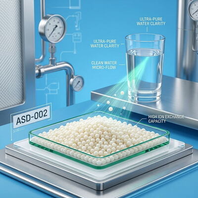 ASD-002 Medios de eliminación de nitratos de resina con base fuerte de intercambio de aniones 99,8% de pureza para plantas de agua potable