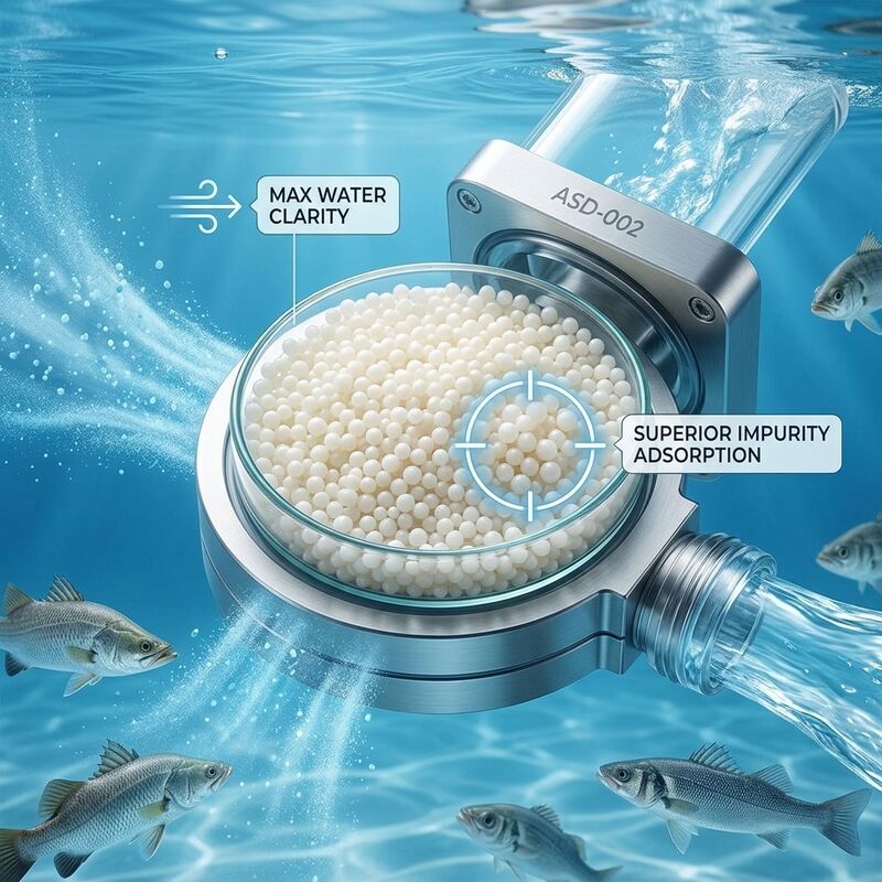 Resina de intercambio aniónico ASD-002, perlas macroporosas, 99.8% de pureza para la eliminación de nitritos en acuicultura
