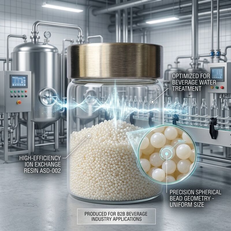 ASD-002 Resina de intercambio de aniones 99,8% de pureza Perlas de base fuerte para la industria alimentaria Proceso de eliminación de nitratos de agua