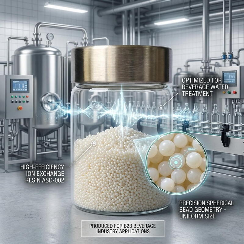 ASD-002 Resina de intercambio de aniones 99,8% de pureza Perlas de base fuerte para la industria alimentaria Proceso de eliminación de nitratos de agua